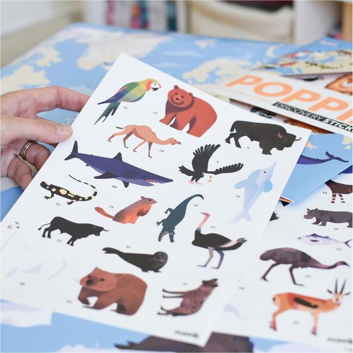 Produktbild Poppik Sticker Lernposter Tiere der Welt (67 Sticker)