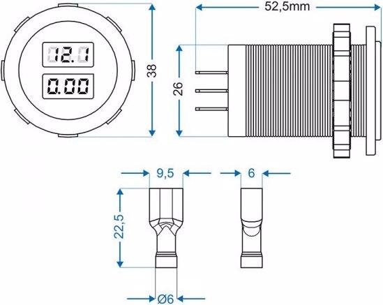 Produktbild ProPlus Einbau-Volt-Amperemeter 6-30V / 0-10A