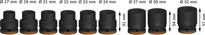 Immagine prodotto Bosch Professional Zubehör Set di prese PRO Impact (32 mm, 19 mm, 24 mm, 22 mm, 23 mm, 21 mm, 27 mm, 17 mm, 30 mm)