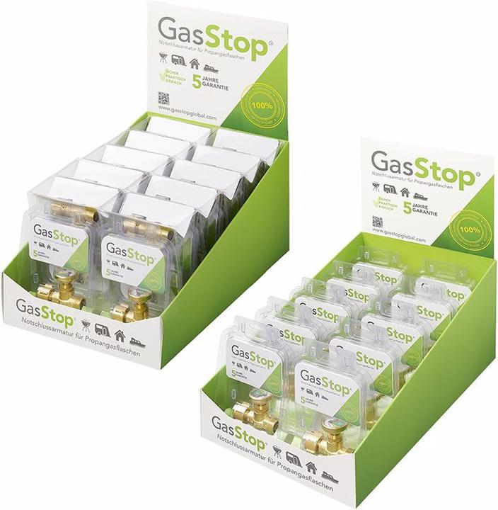 Actual product image ProPlus GasStop emergency shut-off valve for propane gas cylinders EN
