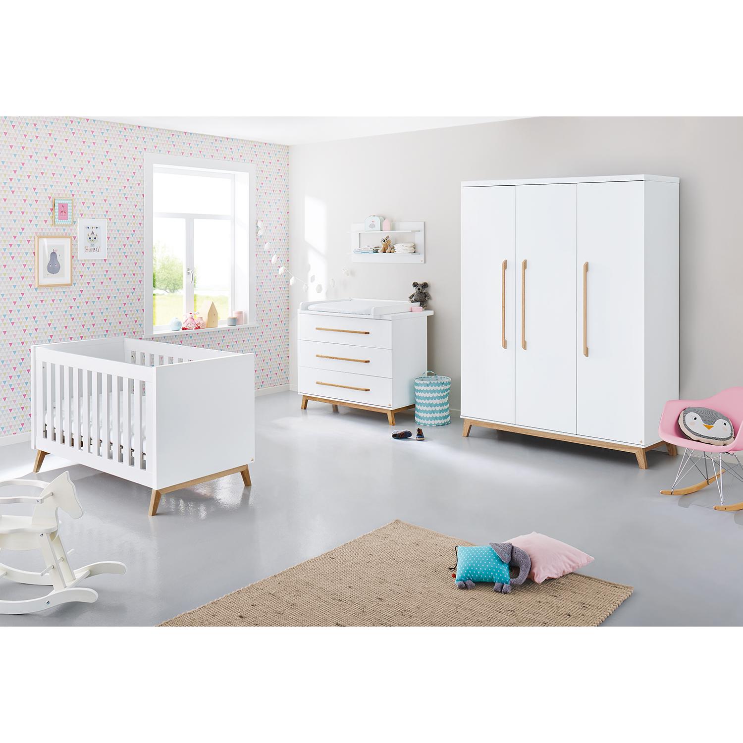 Pinolino, Komplett-Babyzimmer, Riva breit (Babybett, Wickelkommode, Kinderkleiderschrank)