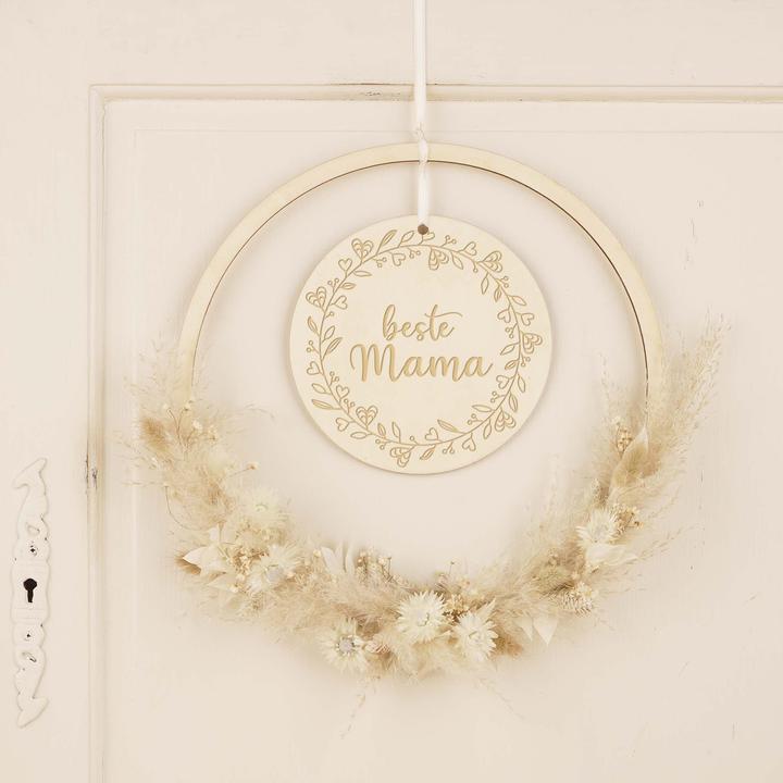 Immagine prodotto Geschenkkörbe CH Loop floreale per la festa della mamma "Best Mum", bianco (Fiori secchi)