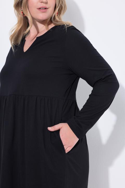 Produktbild Ulla Popken Jerseykleid, A-Linie, Tunika-Ausschnitt, Langarm (54)