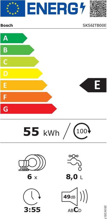 Energy Label Bosch Hausgeräte Series 6 SKS6ITB00E