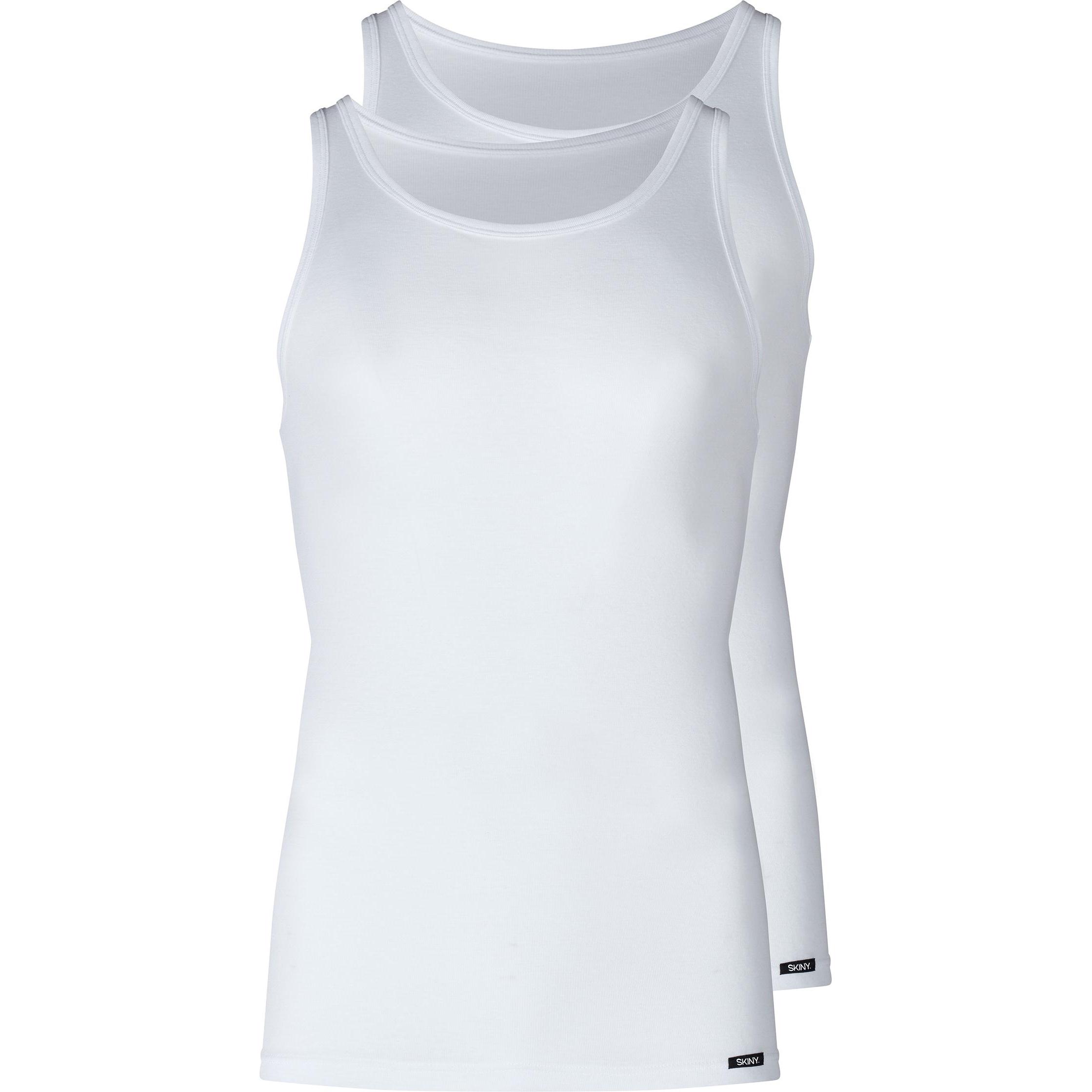 Skiny, Herren, Shirt, 2er Pack Basic Unterhemd / Tanktop, Weiss, (L)