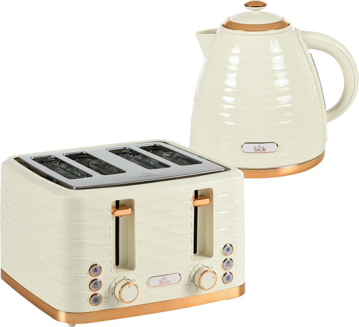 Homcom Kocher-Toaster-Set Kunststoff, Stahl Beige (1.70 l)