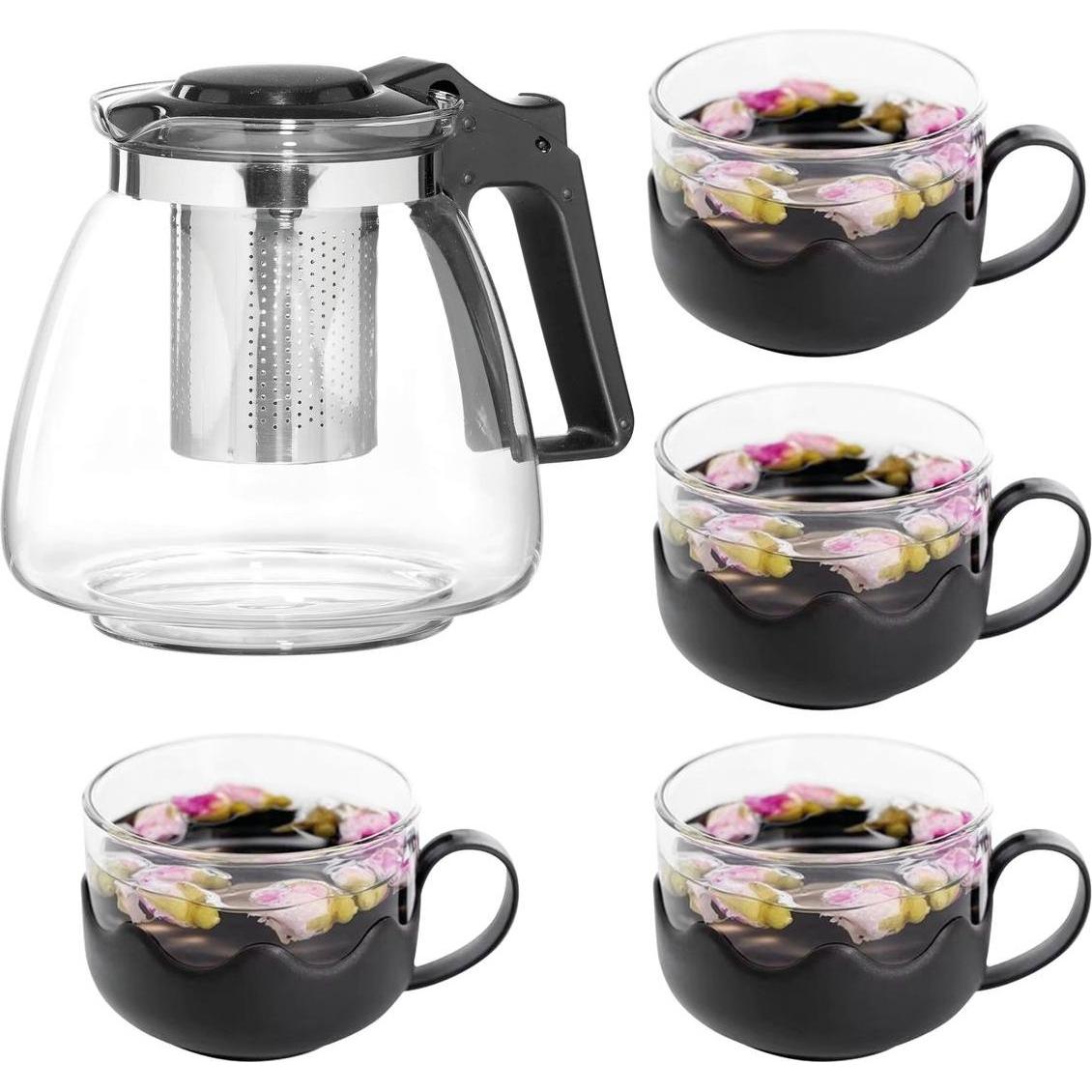 Thumbnail - König Design, Teekanne, 800 ml Glasteekanne mit Siebaufsatz Hitzebeständig Teekanne Teetassen Teeservice (0.80 l)