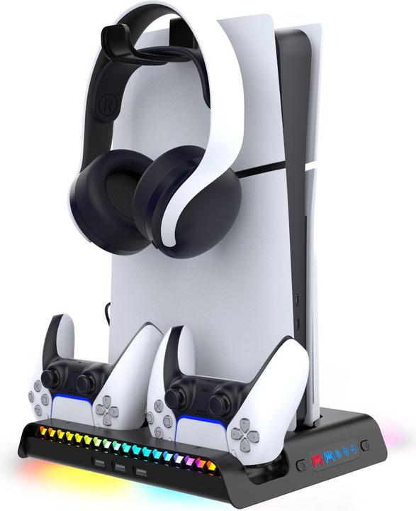 Actual product image - iPega P5S006 Multifunctional Charging RGB Stand with Cooling for PS5 Slim Black (PS5)