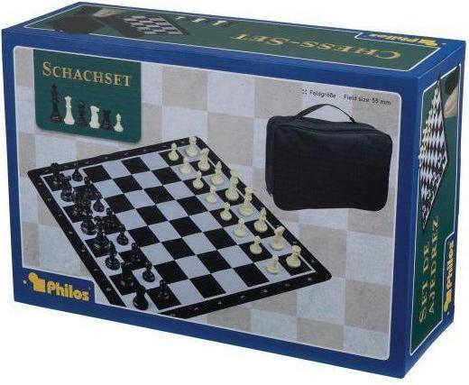 Produktbild Philos Schachset, rollbar, Feld 55 mm, mit Kunstofffiguren und Trag