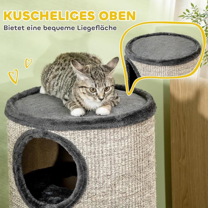 Actual product image PawHut Scratching bin with 3 caves (70 cm, Grey)