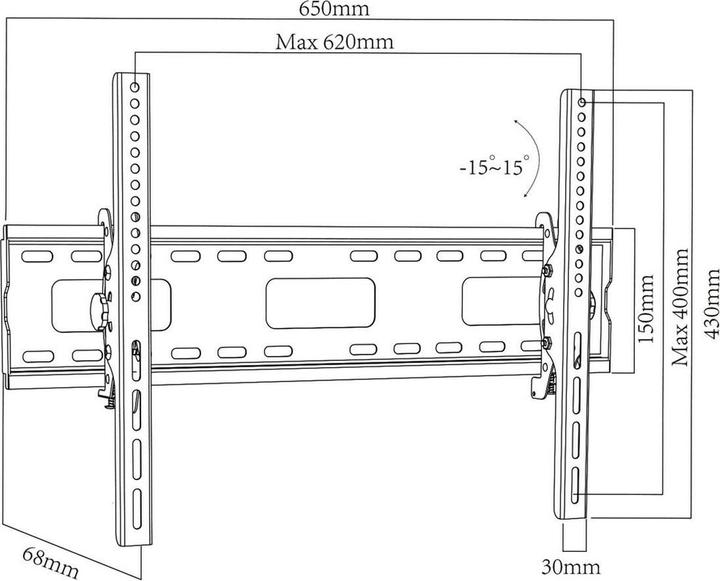 Actual product image Maclean TV mount max VESA 600x400 32-90 80kg Tilt adjustment +15°-15° MC-421 (Wall, 80 kg, 32" - 90")