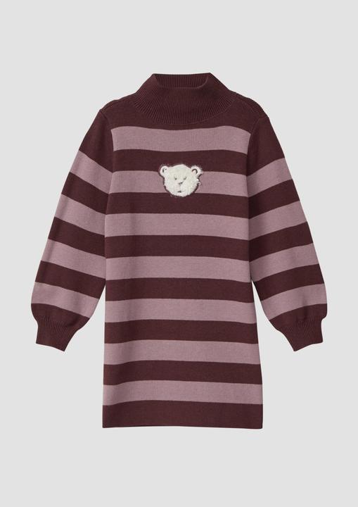 Kleid Strick-Kleid mit glitzernder Plüsch-Applikation