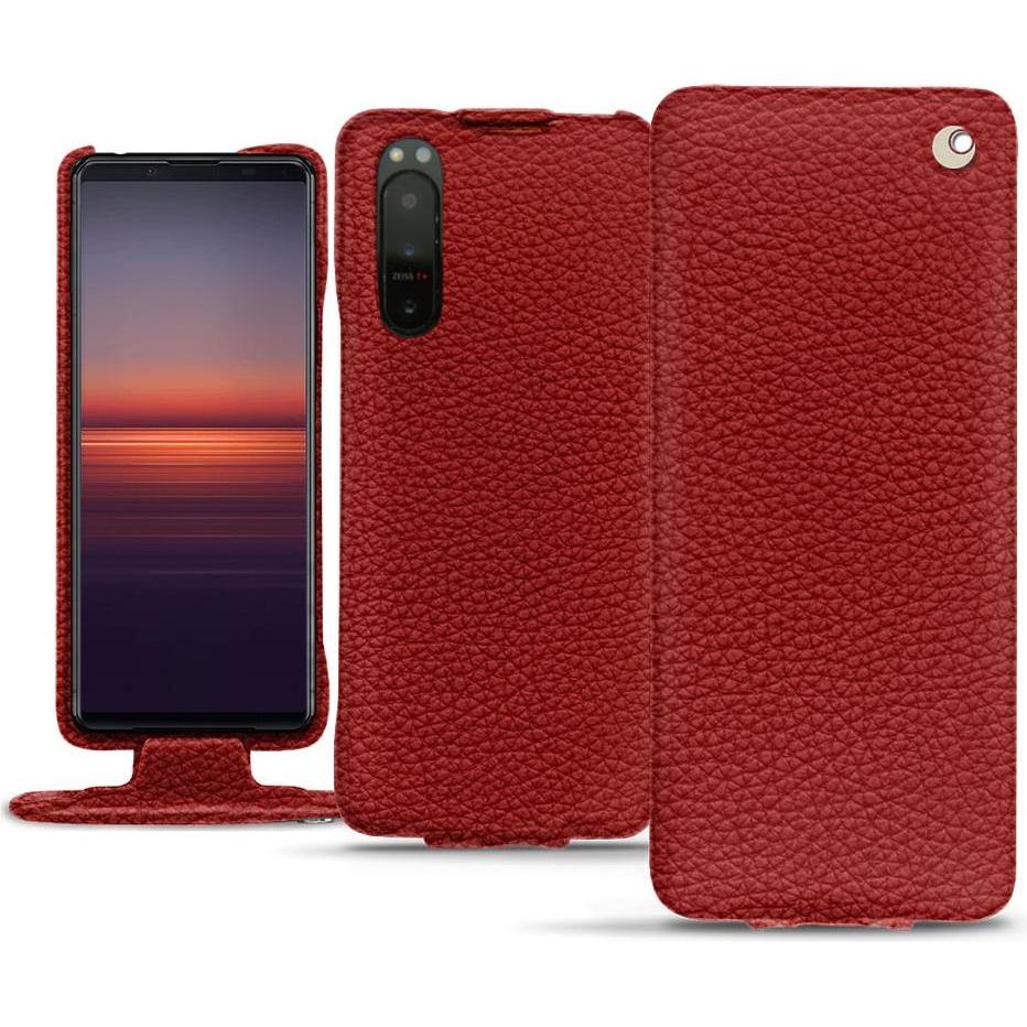 Noreve Lederschutzhülle vertikal (Sony Xperia 5 II), Smartphone Hülle, Rot