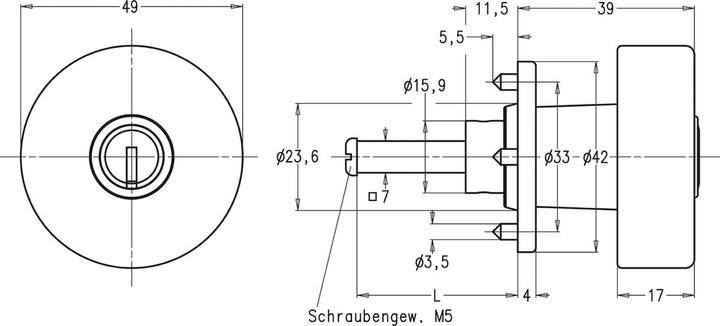 Actual product image Keso Rotary knobs 24.005 / 14.005 (Door handle)