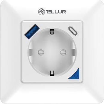 Produktbild Tellur Smart WiFi Wall Plug 3600W 16A, PD20W, USB 18W, energy reading, white