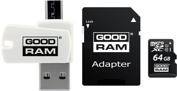 Actual product image Goodram All in one M1A4-0640R12 memory card 64 GB MicroSDXC Class 10 UHS-I+ The - Extend (64 GB, microSDXC, U1, UHS-I)
