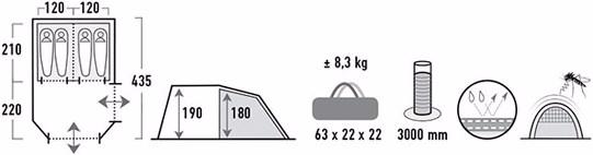Immagine prodotto High Peak Ancona 4 (Tenda a tunnel, 8.30 kg, 4 persone)