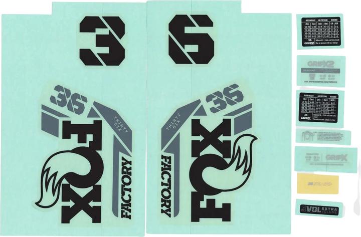 Produktbild Fox Decal Kit: 2025, 36, F-S, Black Logo, Shiny Orange Fork FK