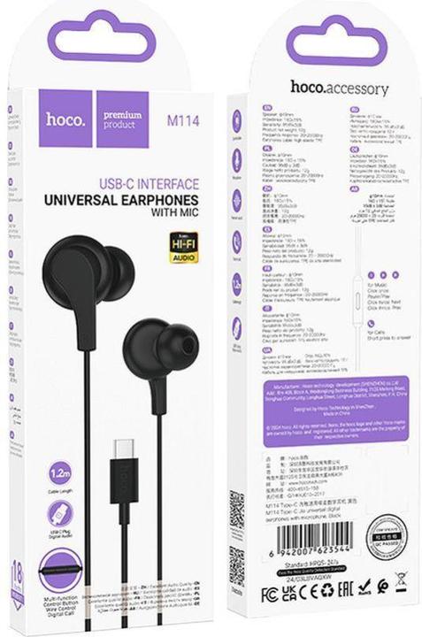 Image du produit Hoco USB-C M114, Schwarz (Filaire)