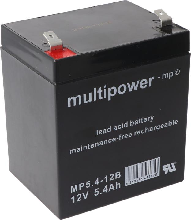 Actual product image Multipower MP5.4-12B 12V 5,4Ah 6,3mm Faston Lead Battery AGM Lead Gel Battery (12 V, 5.40 Ah)