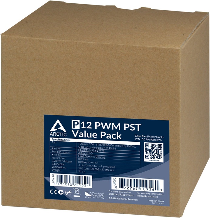 Productafbeelding Arctic P12 PWM PST Value Pack (120 mm, 5 x)