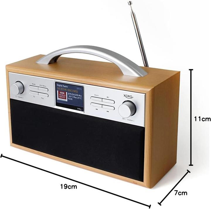 Actual product image Xoro dab 250 ir wifi stereo internet radio dab+/fm/spotify/bluetooth brown (DAB+, FM, Web radio, KW, Bluetooth, Wi-Fi)