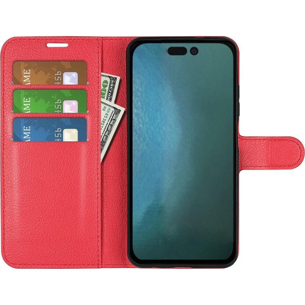 Thumbnail - Cover-Discount iPhone 14 Pro - Leder Etui Hülle rot (Apple iPhone 14 Pro), Smartphone Hülle, Rot