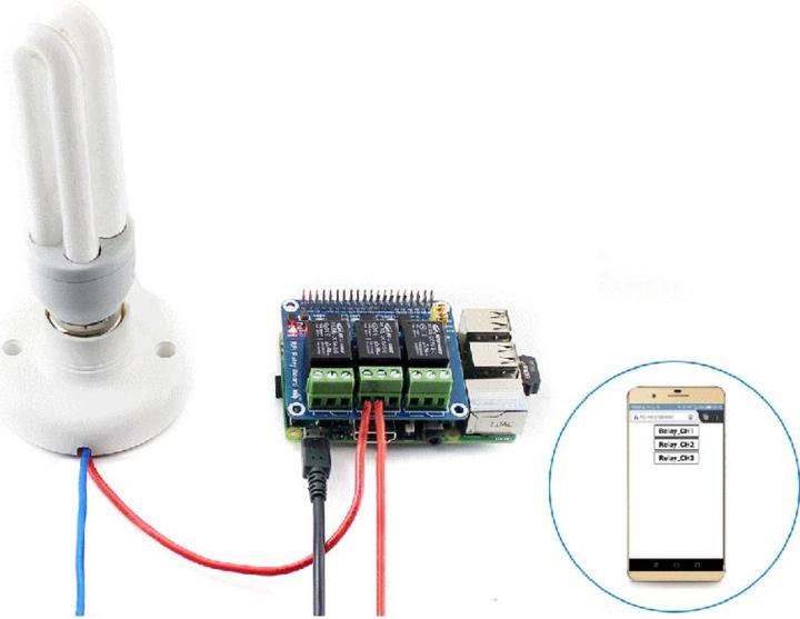 Produktbild WaveShare Raspberry Pi 3-Kanal Relais Modul Expansion Board