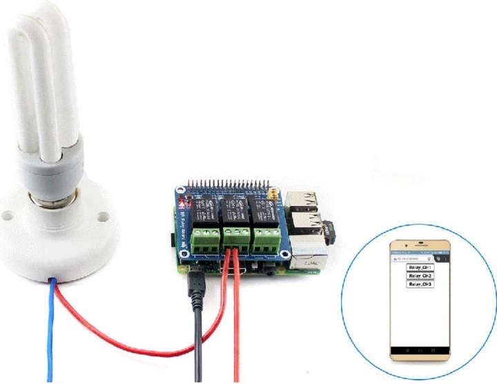 Actual product image WaveShare Raspberry Pi 3-Channel Relay Module Expansion Board