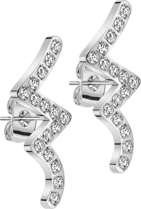 Immagine prodotto Star Piercing Orecchini a perno in argento con onde e cristalli (senza ottone, Acciaio chirurgico 316L)