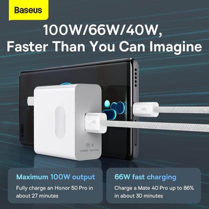 Produktbild Baseus Cable USB to USB-C Dynamic Series, 100W, 2m (white) (2 m, USB 2.0, 100 W)