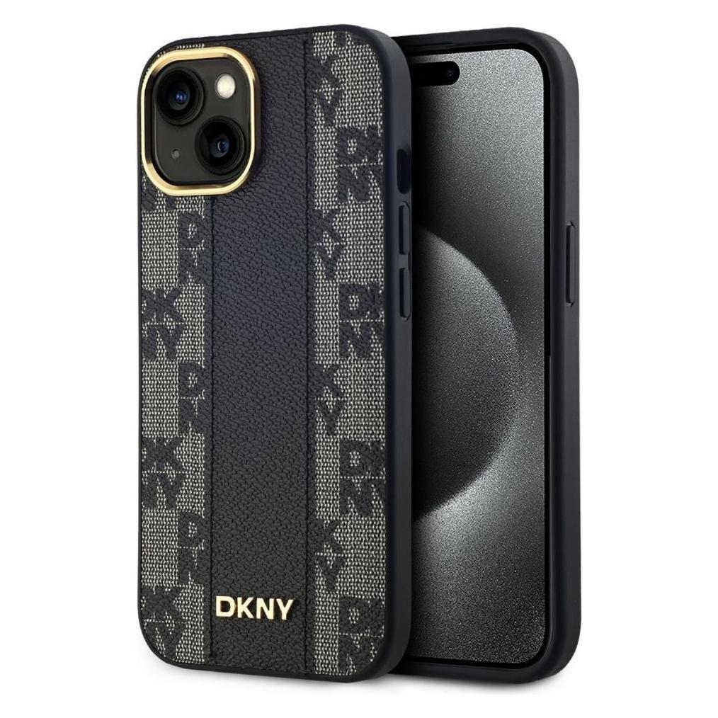 Dkny DKHMP15SPCPVSLK IPhone 15 / 14 / 13 6.1" Czarny/black Hardcase Leather Checkered Mono Pattern M (Apple IPhone 13, Apple IPhone 14, Apple IPhone