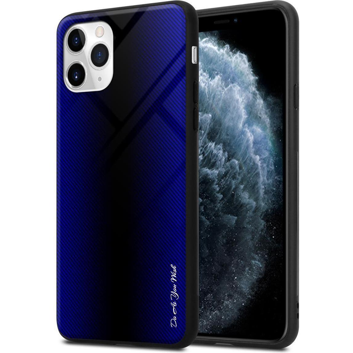 Cadorabo TPU Gestreiftes Glas Cover (Apple iPhone 11 Pro), Smartphone Hülle, Violett
