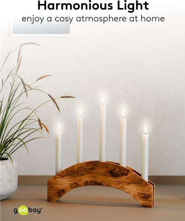 Image du produit Goobay Lot de 5 bougies bâton à LED en cire véritable (5 x)