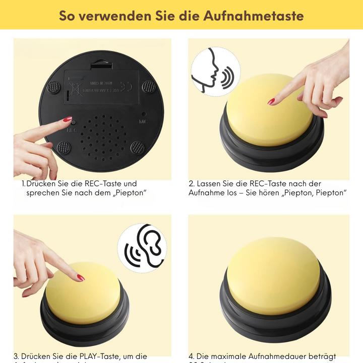 Produktbild Suba Buzzer mit Aufnahmefunktion, 4 Stück (Beschäftigungsspielzeug Hund)
