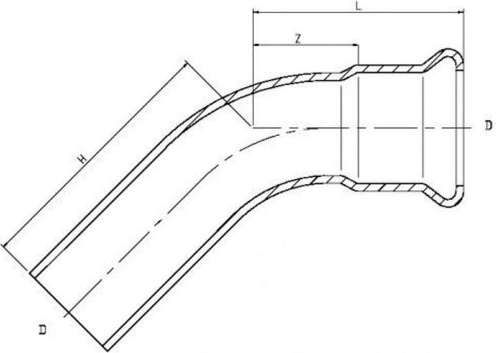 Produktbild Sanpro Edelstahl Pressfitting M-Kontur Bogen 45° I/A, Grösse 22 mm (Winkelverbindung)