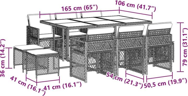 Produktbild vidaXL Garten Essgruppe (165 x 106 x 73 cm)