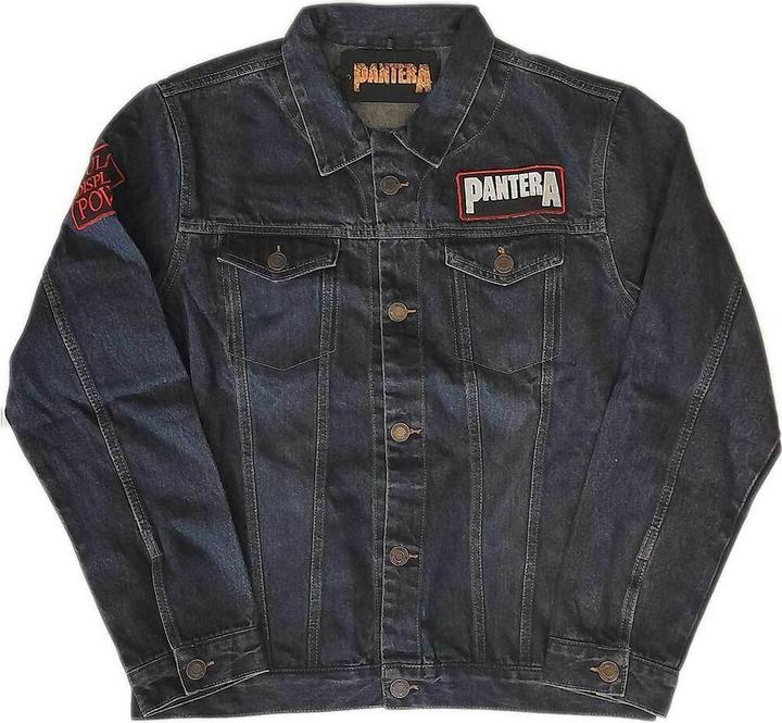 Actual product image Pantera Unisex Adult Vulgar Display Of Power Back Print Washed Denim Jacket (L)