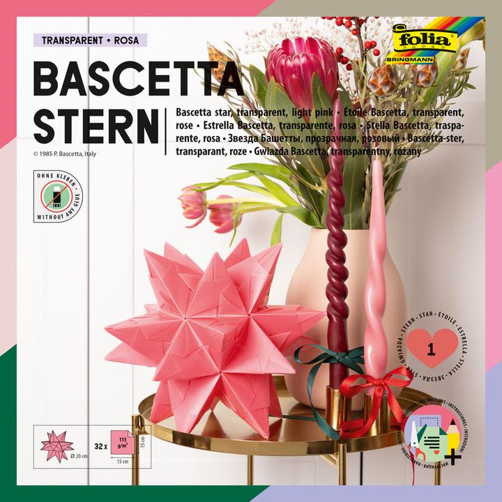 Produktbild Folia Faltbl„tter Bascetta-Stern, 150 x 150 mm, rosa (115 g/m²)