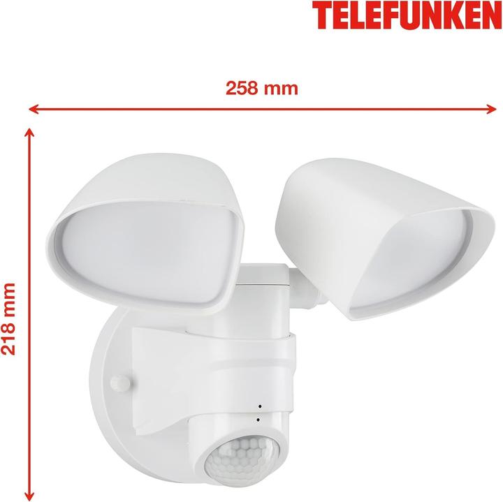 Actual product image Telefunken LED sensor floodlight IP44 2x10W 1000 lm 4000 K neutral white H 160 mm white (1000 lm, IP44)