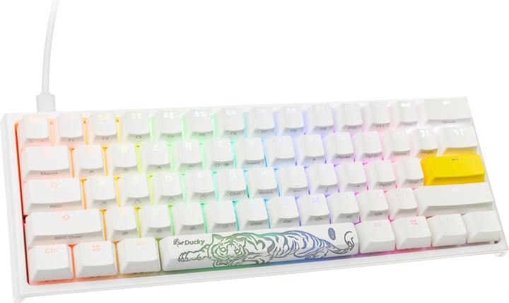 Actual product image Ducky One 2 Pro Mini White Edition Gaming Keyboard, RGB LED - Cherry Red (US) (USA, Cable)