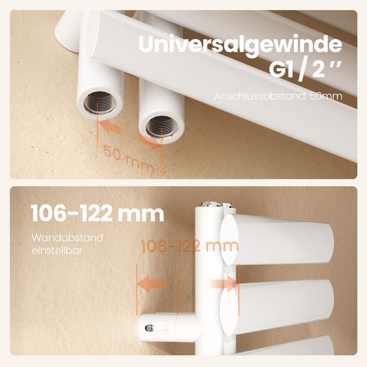Produktbild Emke Elektrischer Badheizkörper, 1740x600mm - Weiss Ovalrohr-Handtuchtrockner