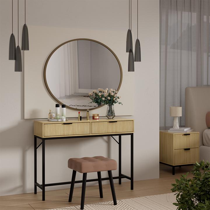 Produktbild Vicco Schminktisch Lennox, Eiche/Schwarz, 100 x 75 cm mit 2 Schubladen (100 x 75 x 30 cm)