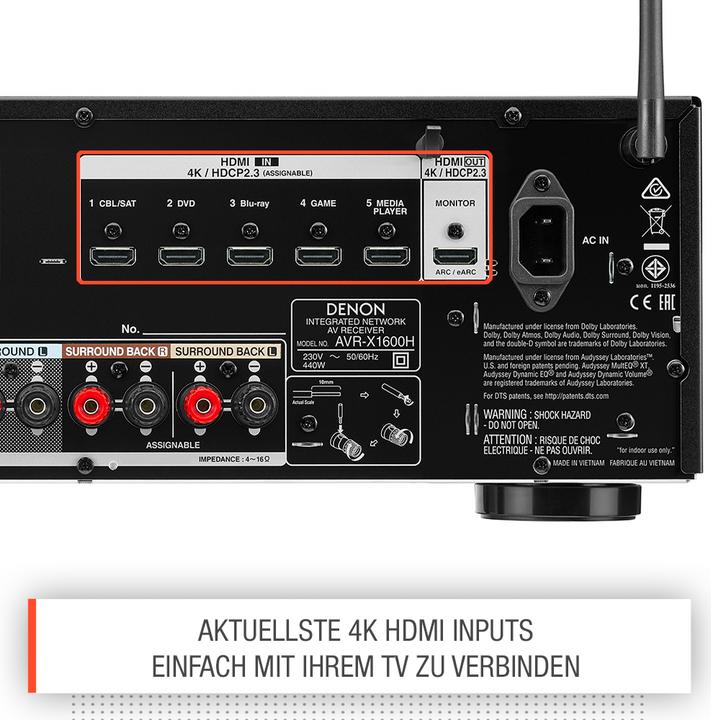 Actual product image Denon AVR-X1600H (7.2 channels, FM, DAB+)