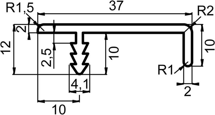 Actual product image Werkstarck Handle strip profiles with profile depth 37 mm
