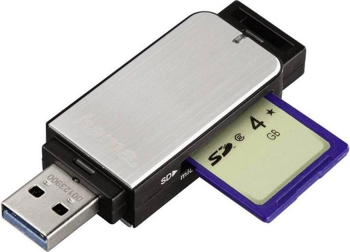 Produktbild Hama USB-3.0-SD-/microSD-Kartenleser, Silber (USB 3.0)