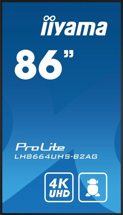 Immagine prodotto iiyama 217,4cm(85,6") LH8664UHS-B2AG 16:9 3xHDMI+2xUSB (Speditionsversand) (3840 x 2160 pixel, 85.60")