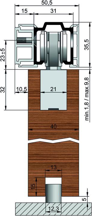 Actual product image Helm Sliding door fittings 73 ME-A, wood