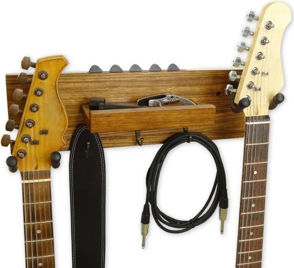 Produktbild keepdrum Gitarren-Wandhalterung Ebony für 2 Gitarren und Zubehör (E-Gitarre, Bass)