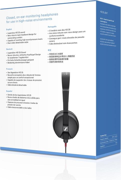 Image du produit Sennheiser HD 25 Light (Pas de réduction du bruit, Filaire)
